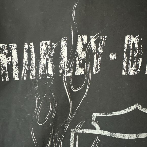 Harley Davidson Black~ Shirt~Button Front~ Cut Off Sleeves~Frayed~ Size X-Large - Picture 4 of 9